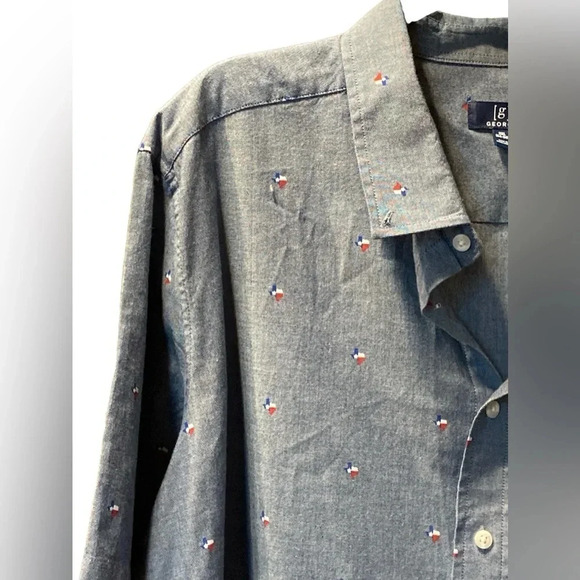 Mens button down shirt featuring the state of Texas on a blue background 3XL - Picture 2 of 6